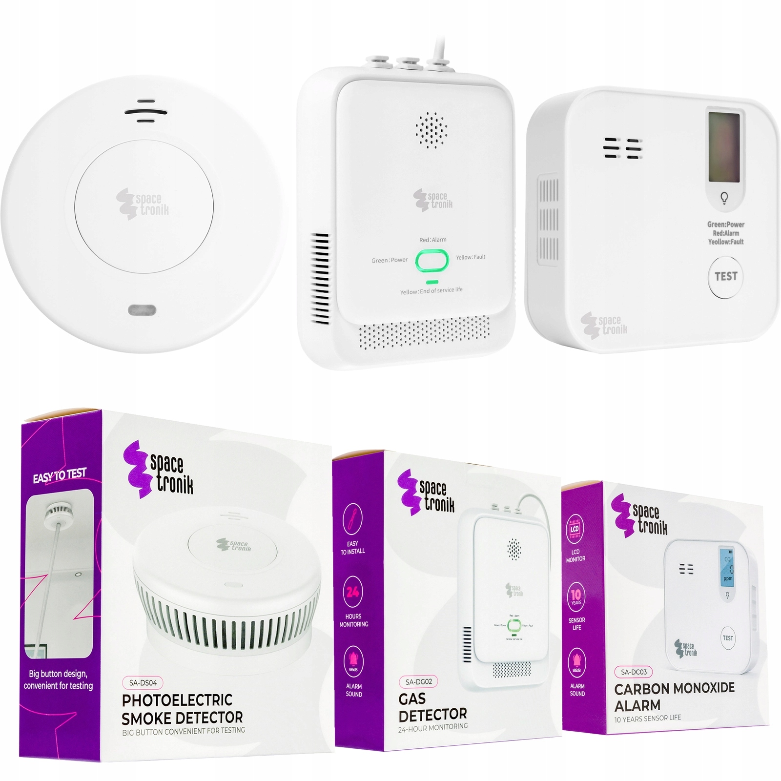 Sada 3x Senzor Požiaru Senzor Dymového Plynu CO2 Detektor Spacetronik