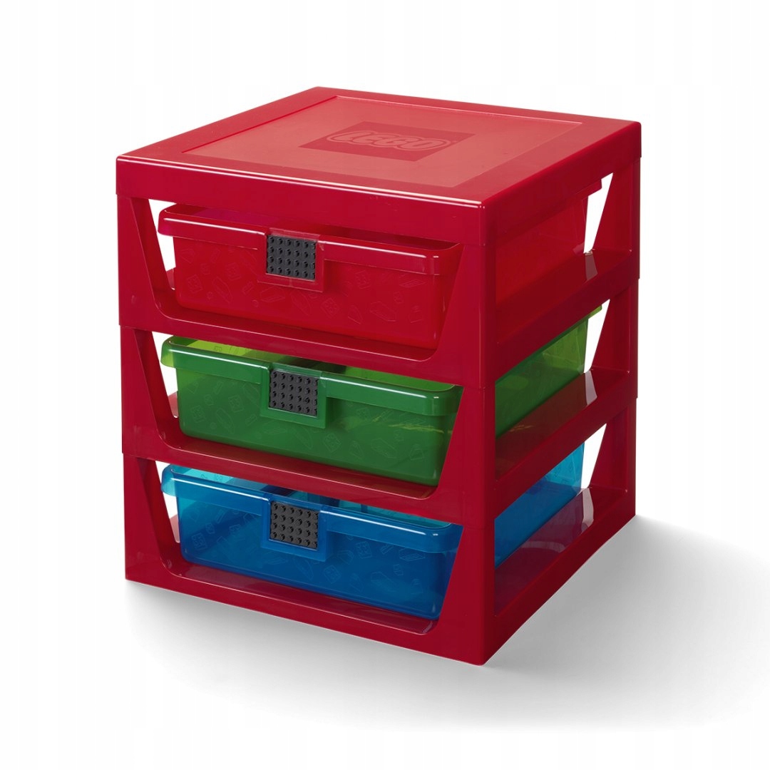 Regál s zásuvkami Lego 3-Drawer Storage Rack červený
