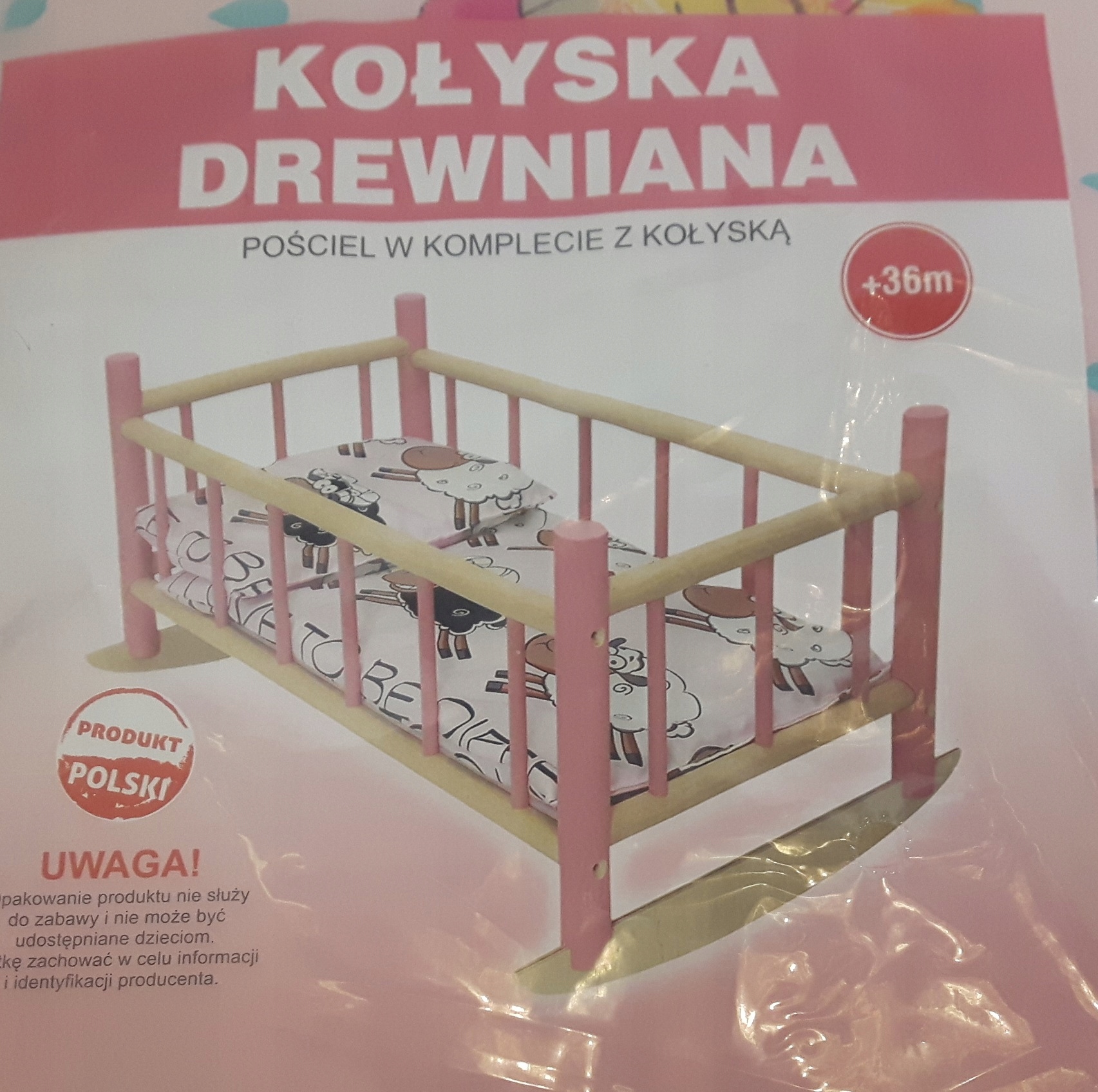 

Kołyska drewniana z pościelą do złożenia