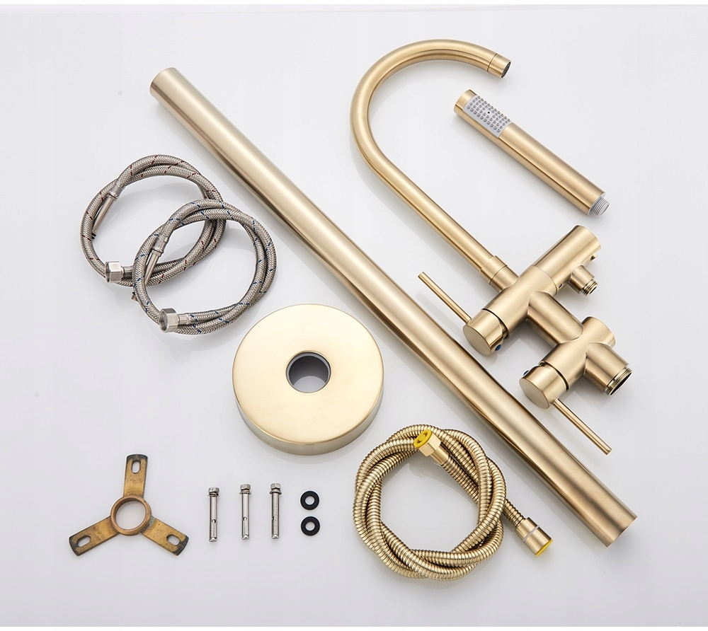 BATERIA WANNOWA WOLNOSTOJĄCA PODŁOGOWA ZŁOTA RUCHOMA JEDNOOTWOROWA MOSIĄDZ Rodzaj bateria wannowo-prysznicowa