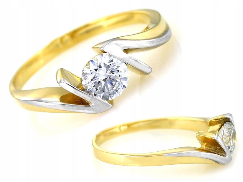 Prstýnek z bílého a žlutého zlata 585 14kt s zirkonem 2.88g jako dárek