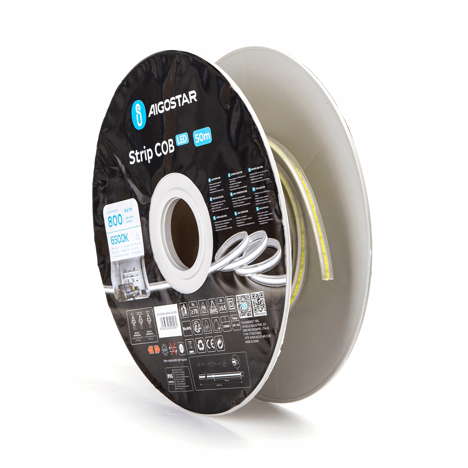 Led Páska Cob 230V Biela Studená 800lm/1m 6500K 50M