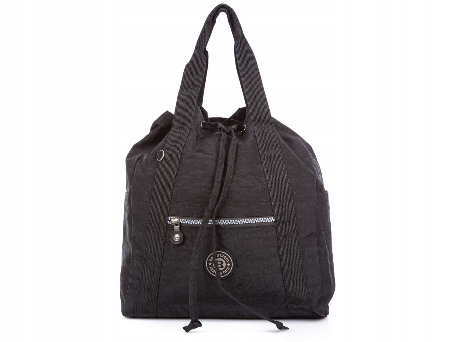 Plecako-torba 2w1 czarna materiałowa lekka z kreszu miejska damska męska