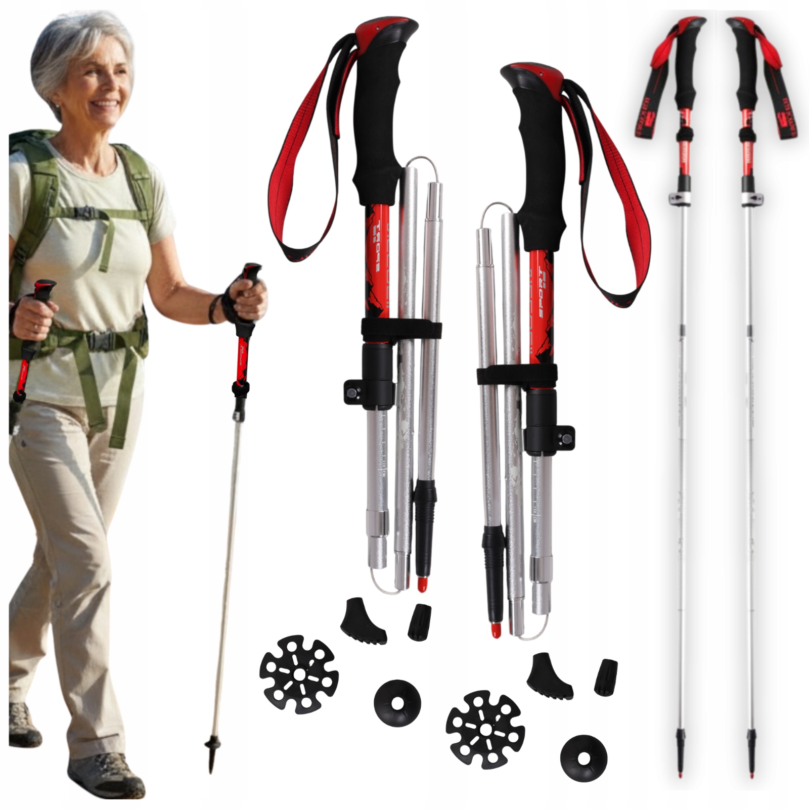 Trekingové Hole Nordic Walking Skládací Hole Lehké Pro Chůzi Hory 2x