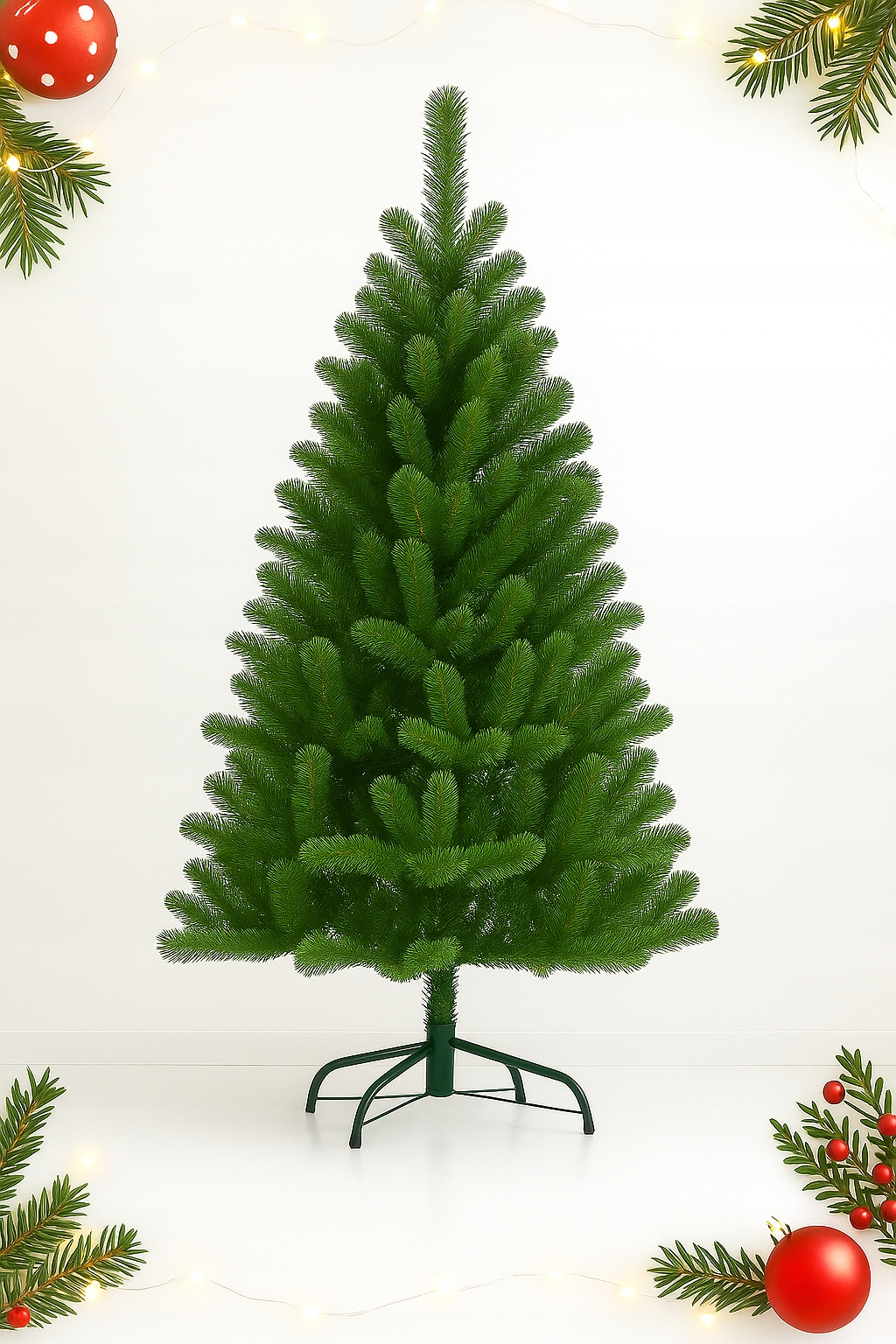 Umelý Vianočný Stromček Zelený Kovový Stojan Pe Vetvičky Pvc 180 CM