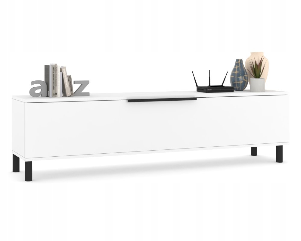Stojící Rtv skříňka Horizontální komoda do obývacího pokoje s držákem Simply Bílá Matná 160