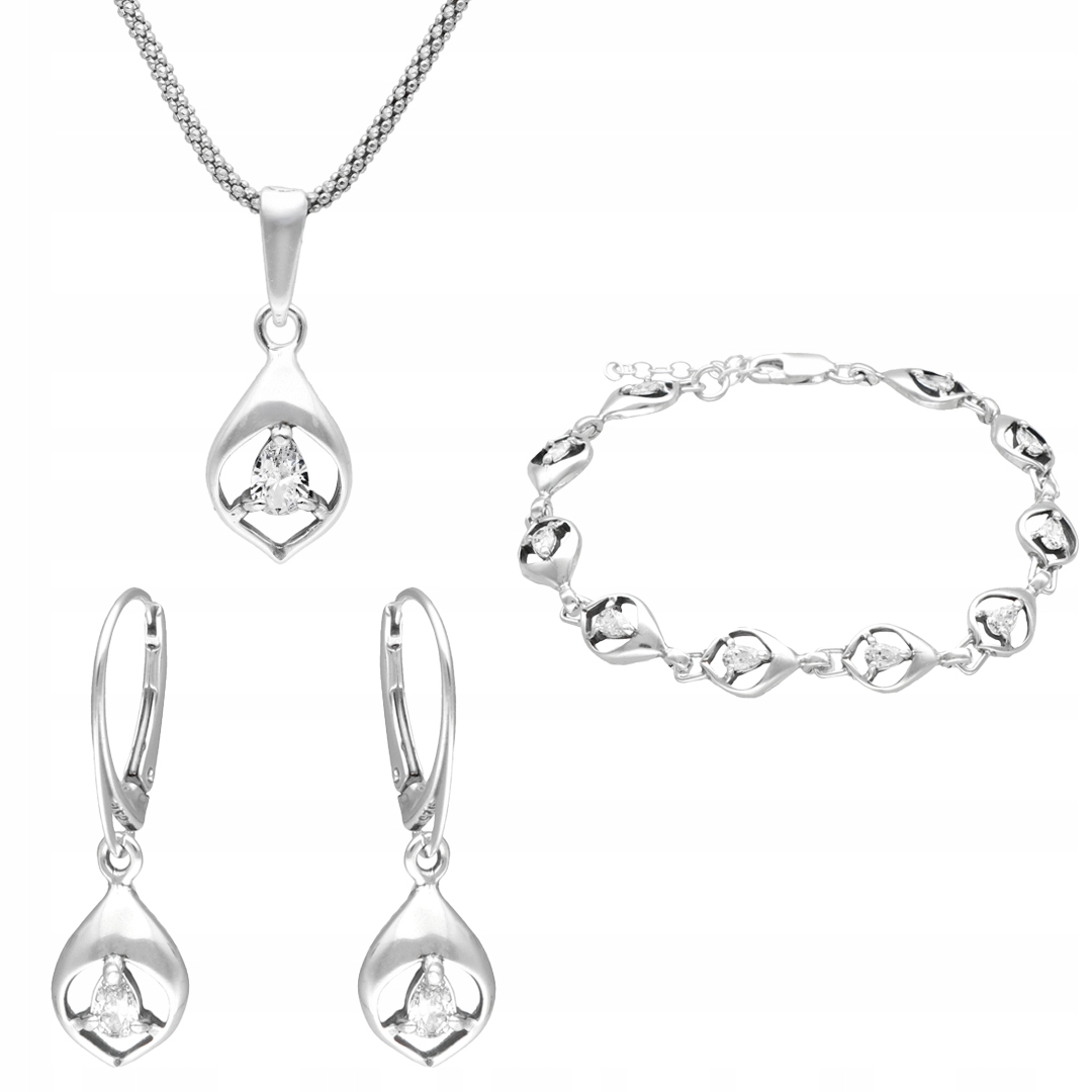 stříbro sada s bílým zirkonem