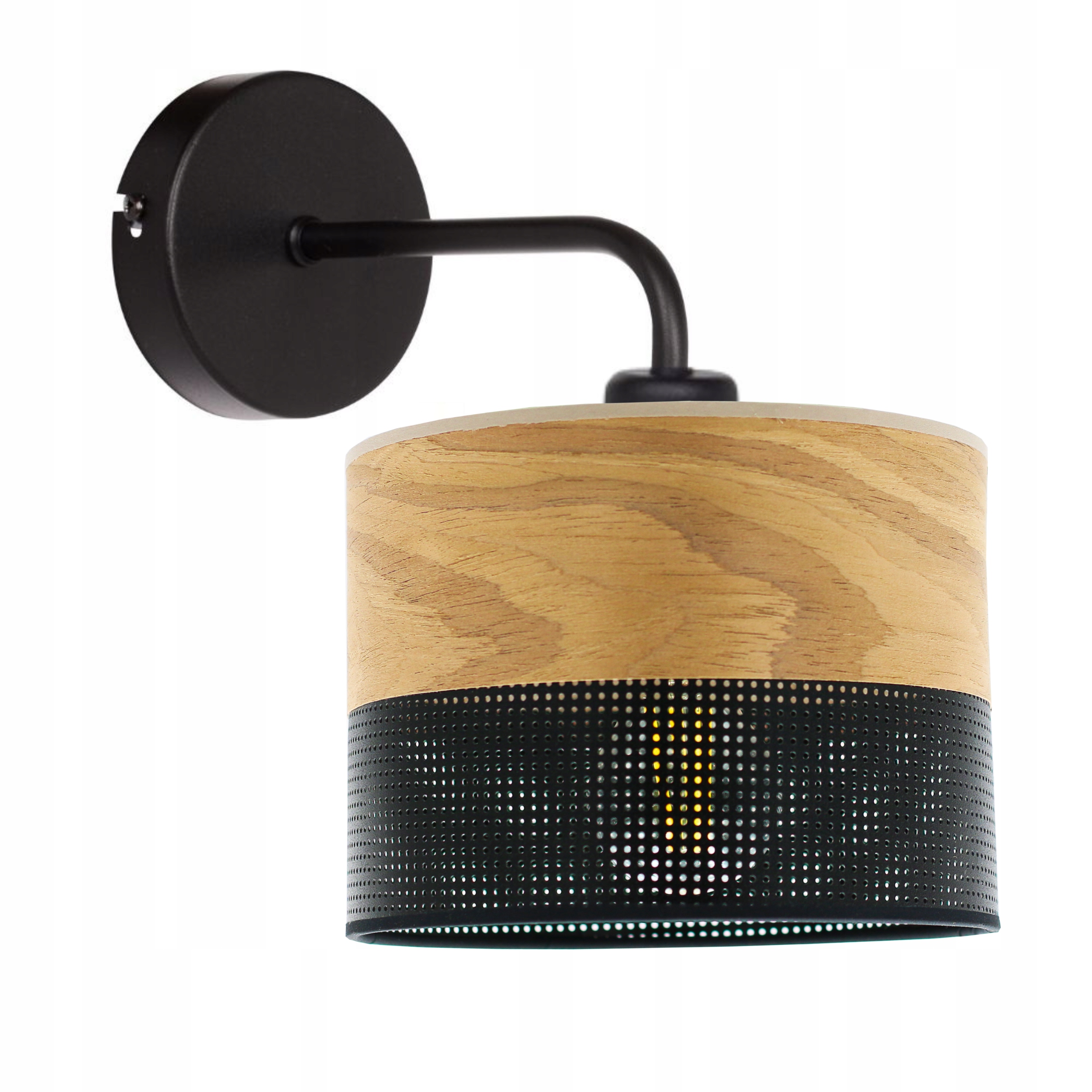 Nástěnná Lampa Ažurová Stínidlo 20 CM Díry Oblouk Dřevo Loft