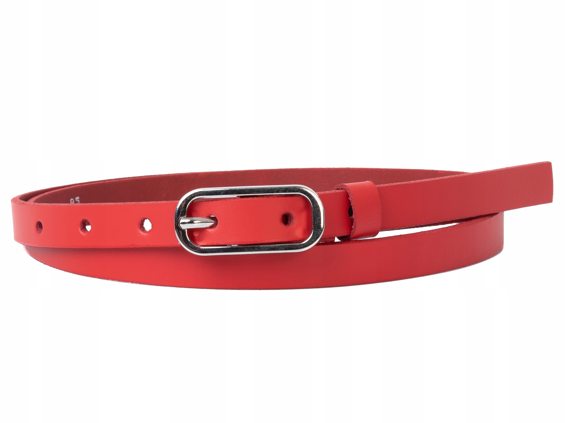 

Wąski pasek Czerwony 100% Skórzany 1,5cm r.105cm