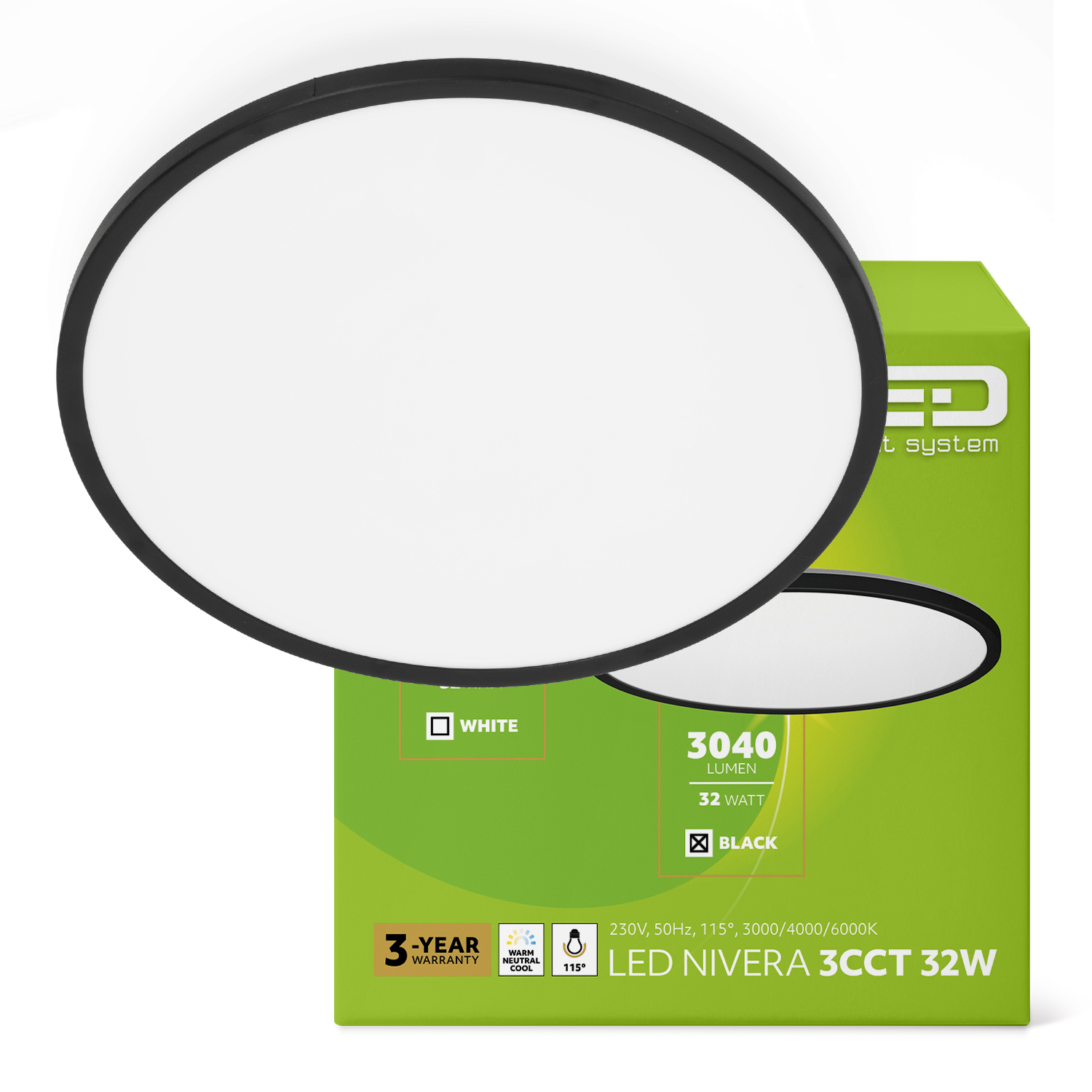 Led lampa Stropní Svítidlo 32W Vnitřní Venkovní IP54 3000k, 4000k, 6000k Lls