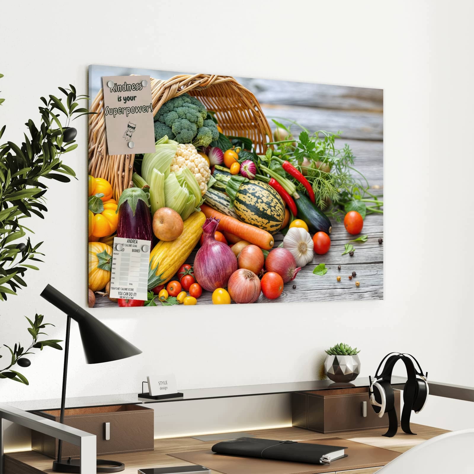 Magnetická tabule Košík sklizňový Zelenina 90 × 60 cm