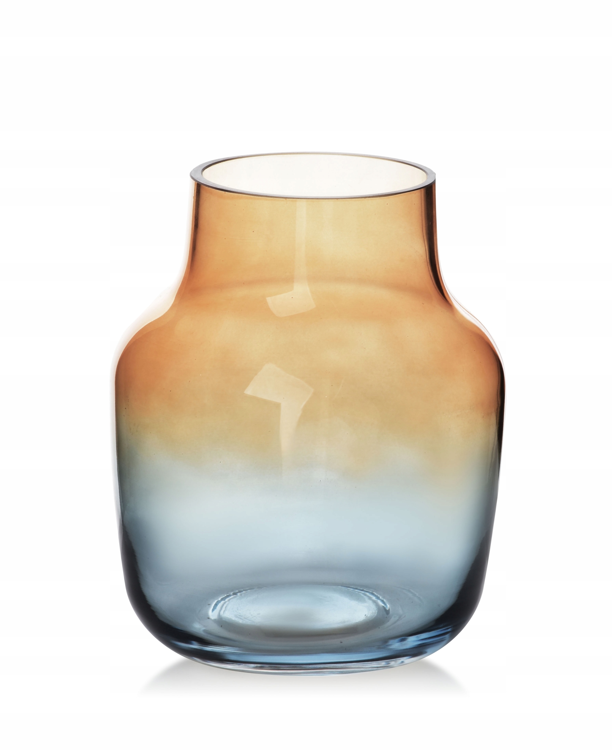 SZARY POMAŃCZOWY WAZON SZKLANY NA KWIATY 18CM