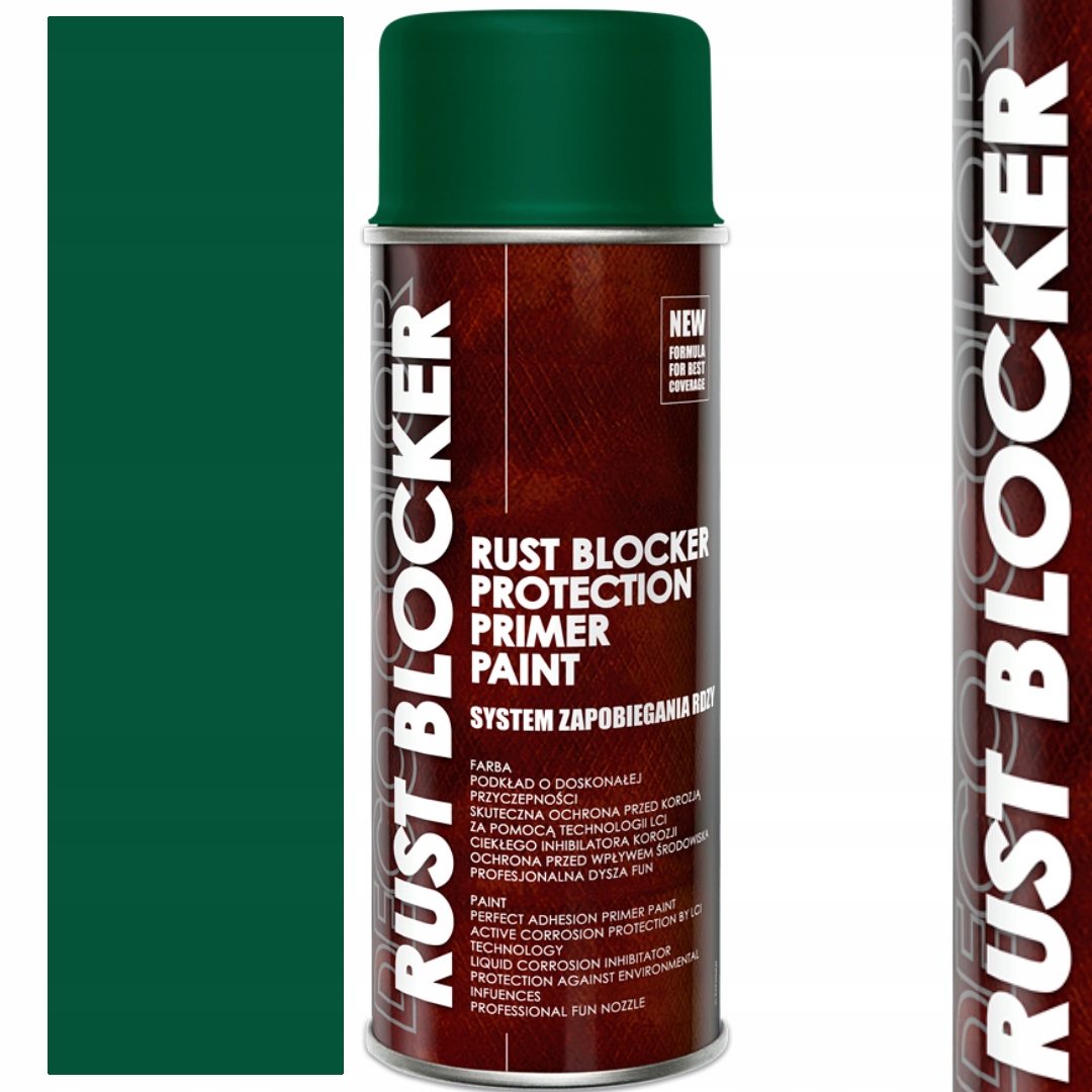Farba lakier na rdzę spray zielony Ral 6005 4w1 Rust Blocker