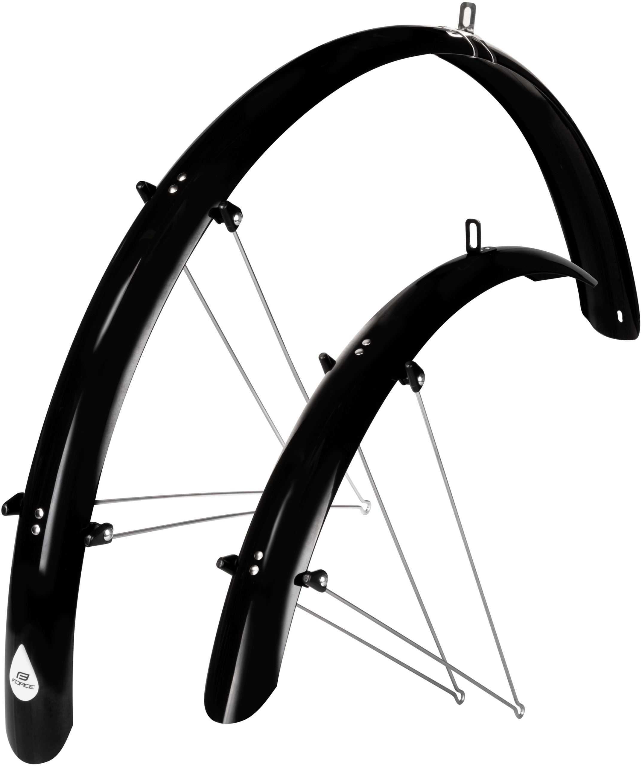 Błotniki Zestaw Przód Tył Force Aluflex 700C 28" x 48 mm XL Czarne Cross