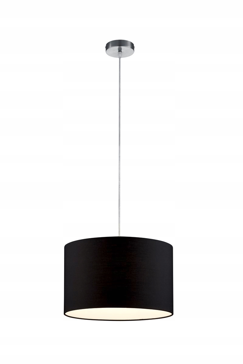 Strieborná závesná lampa s čiernym tienidlom, okrúhla, 40 cm, nad stolom, ostrov Trio