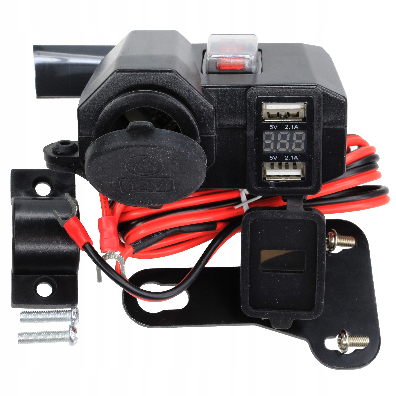 

Ładowarka Motocyklowa 2x Usb 5V 2.1A Woltomierz
