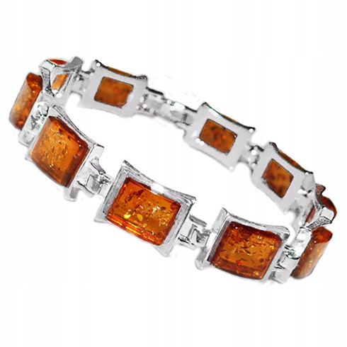 Velký stříbrný Náramek z baltského Jantaru ze stříbra dárek Na Velikonoce
