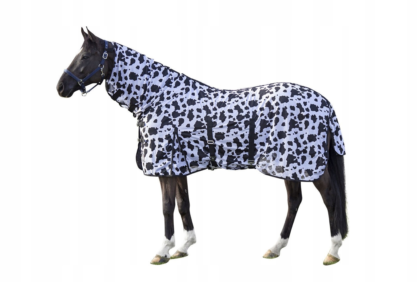 Deka pro koně Hkm Cow s kapucí proti hmyzu, kravské latě 125