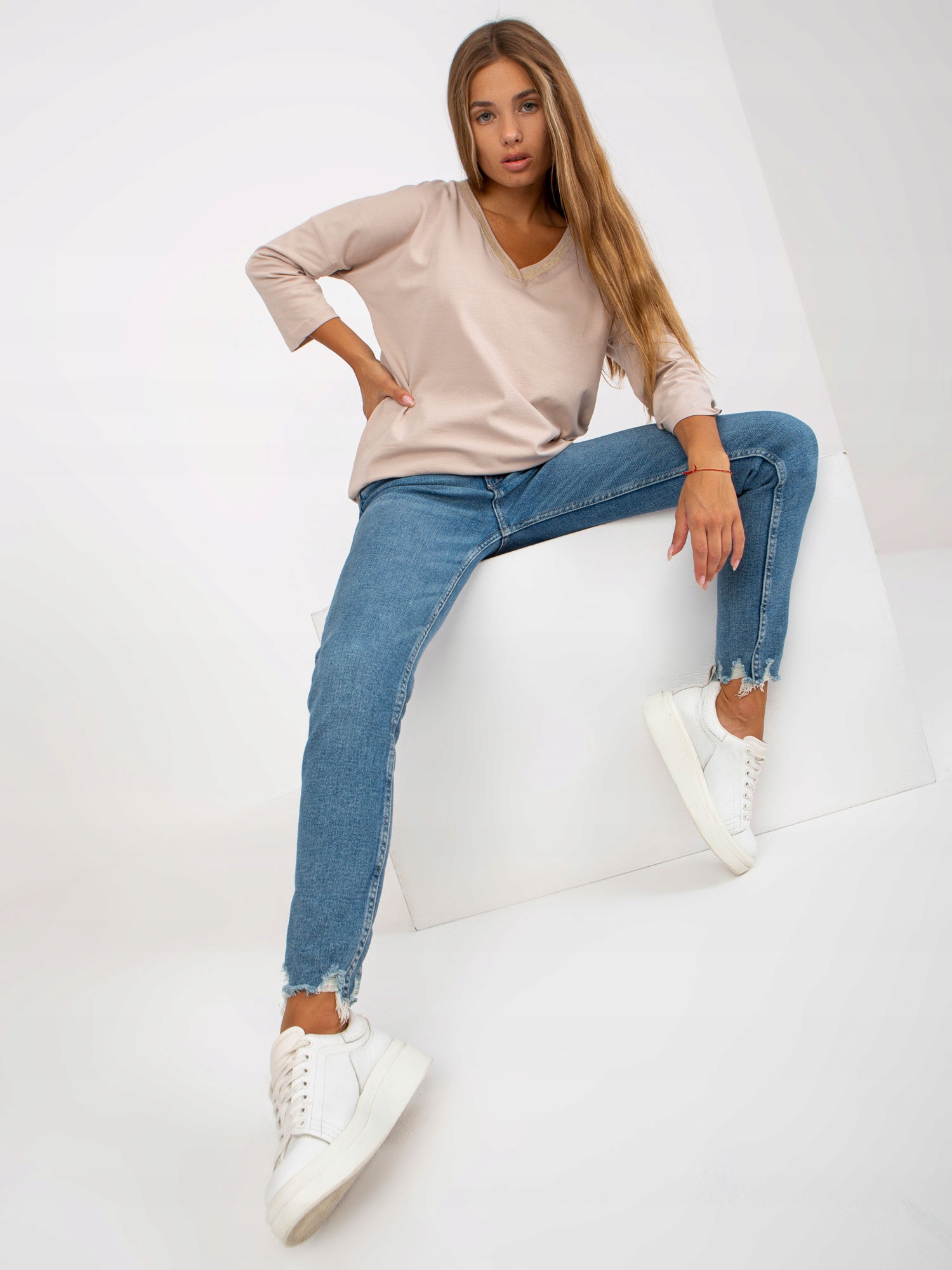 Luźna gładka BLUZKA damska W SEREK - L/XL Płeć kobieta