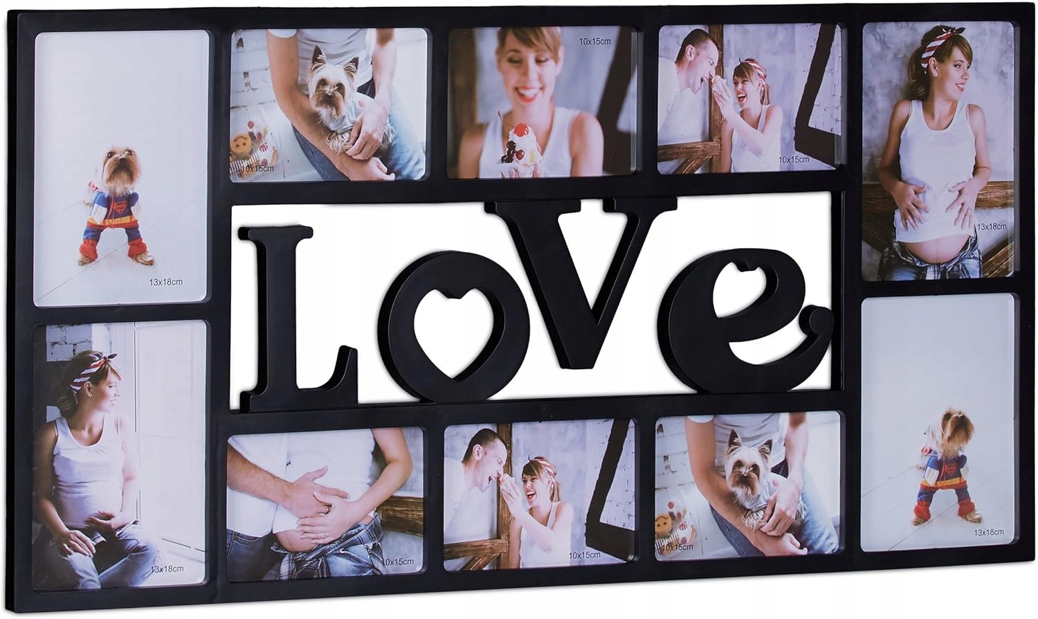 Rámeček Love, na 10 fotografií, plast , černý