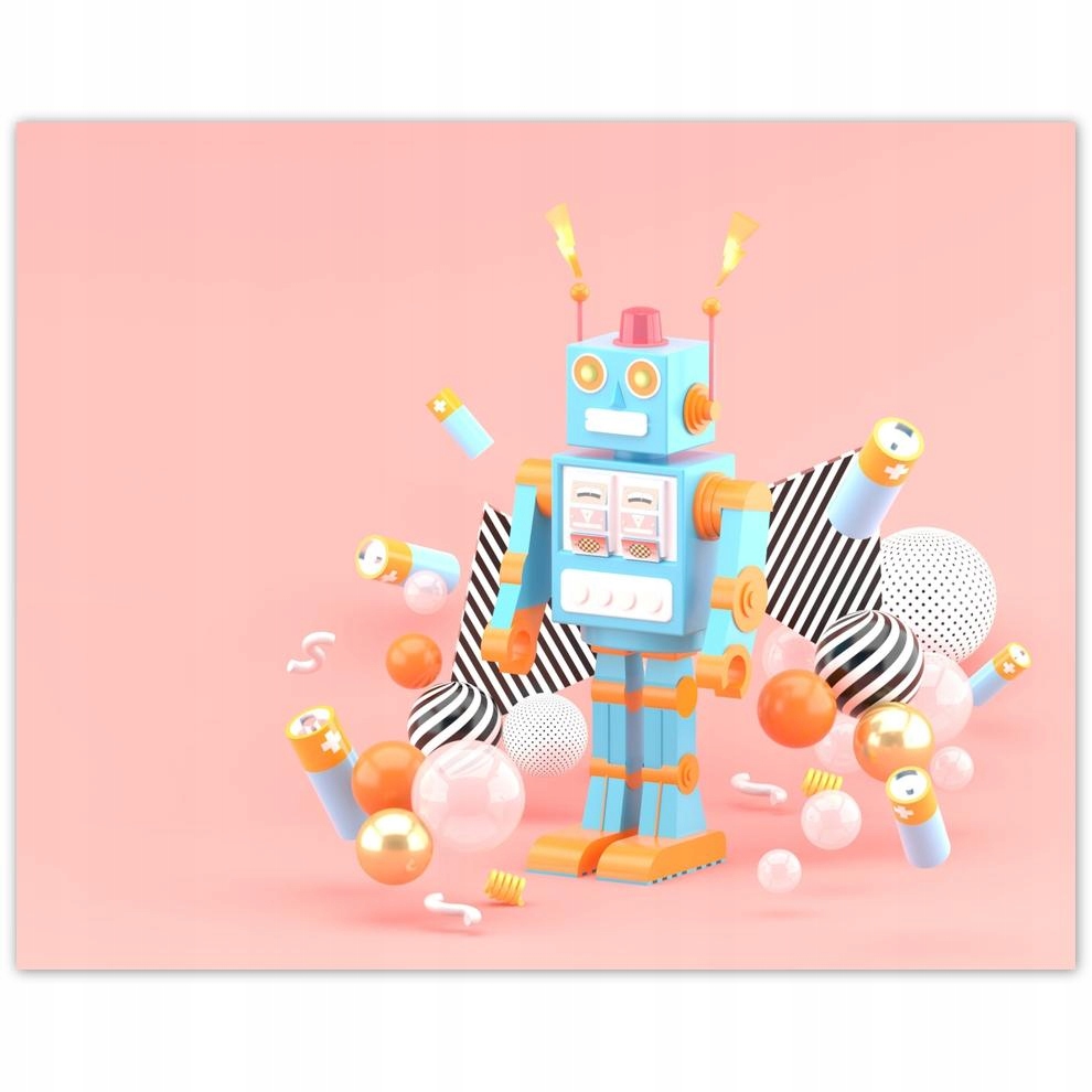 

Plakat 50x40 Robocik Robot Róż Błękit
