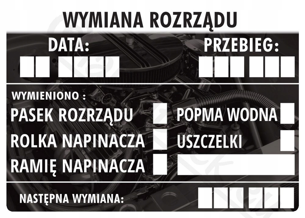 NAKLEJKI SERWISOWE 50 szt. WYMIANA ROZRZĄDU