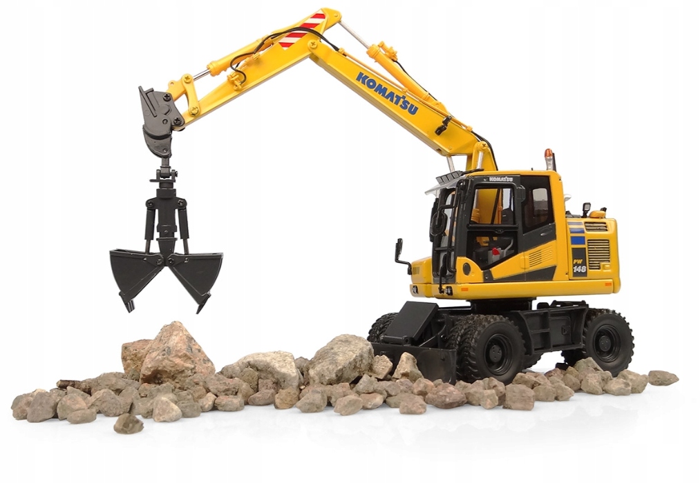 Koparka kołowa Komatsu z łyżką chwytak ruchomy model kolekcjonerski 1:50