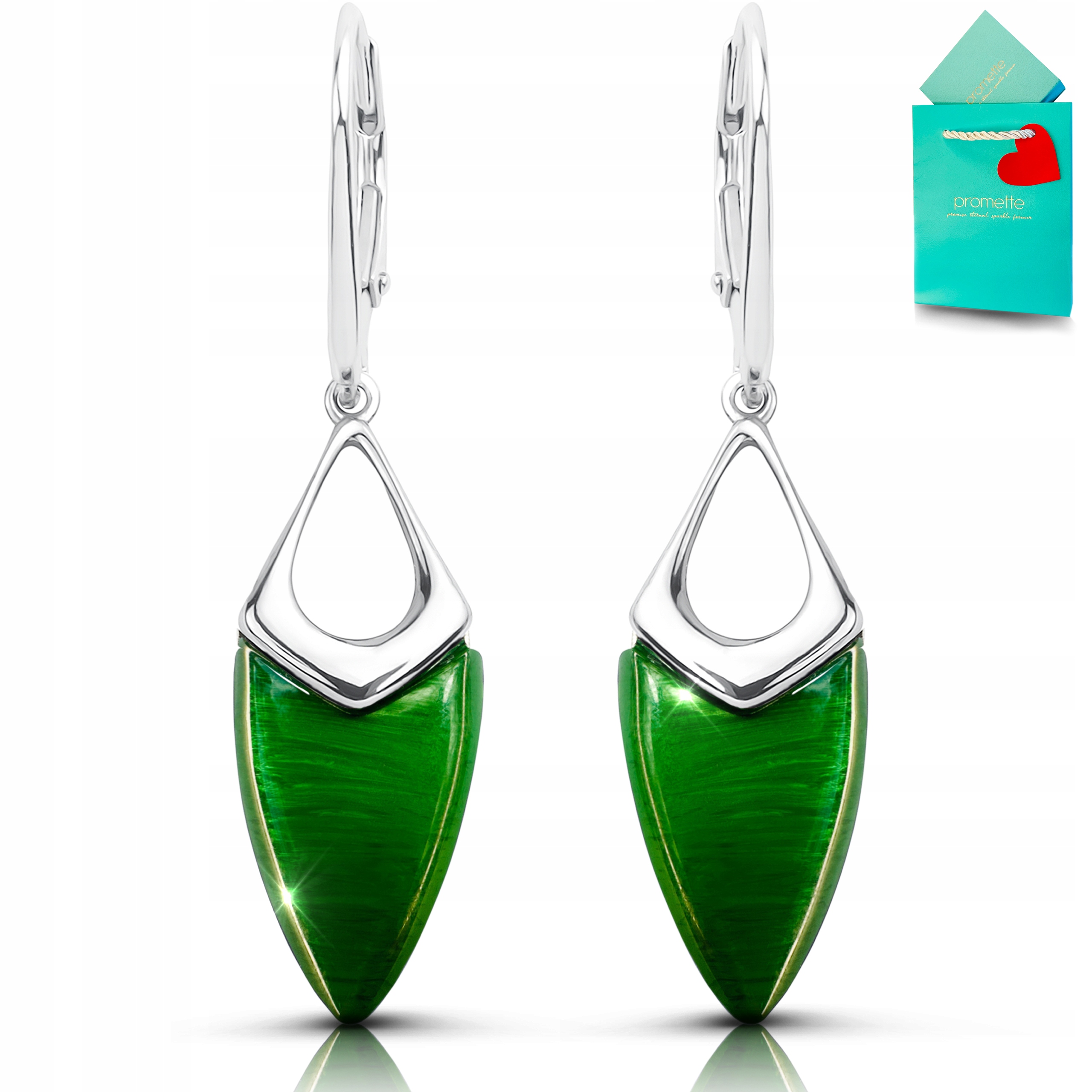 Náušnice obsidián stříbrný kámen zelený obsidián s kamenem stříbro 925