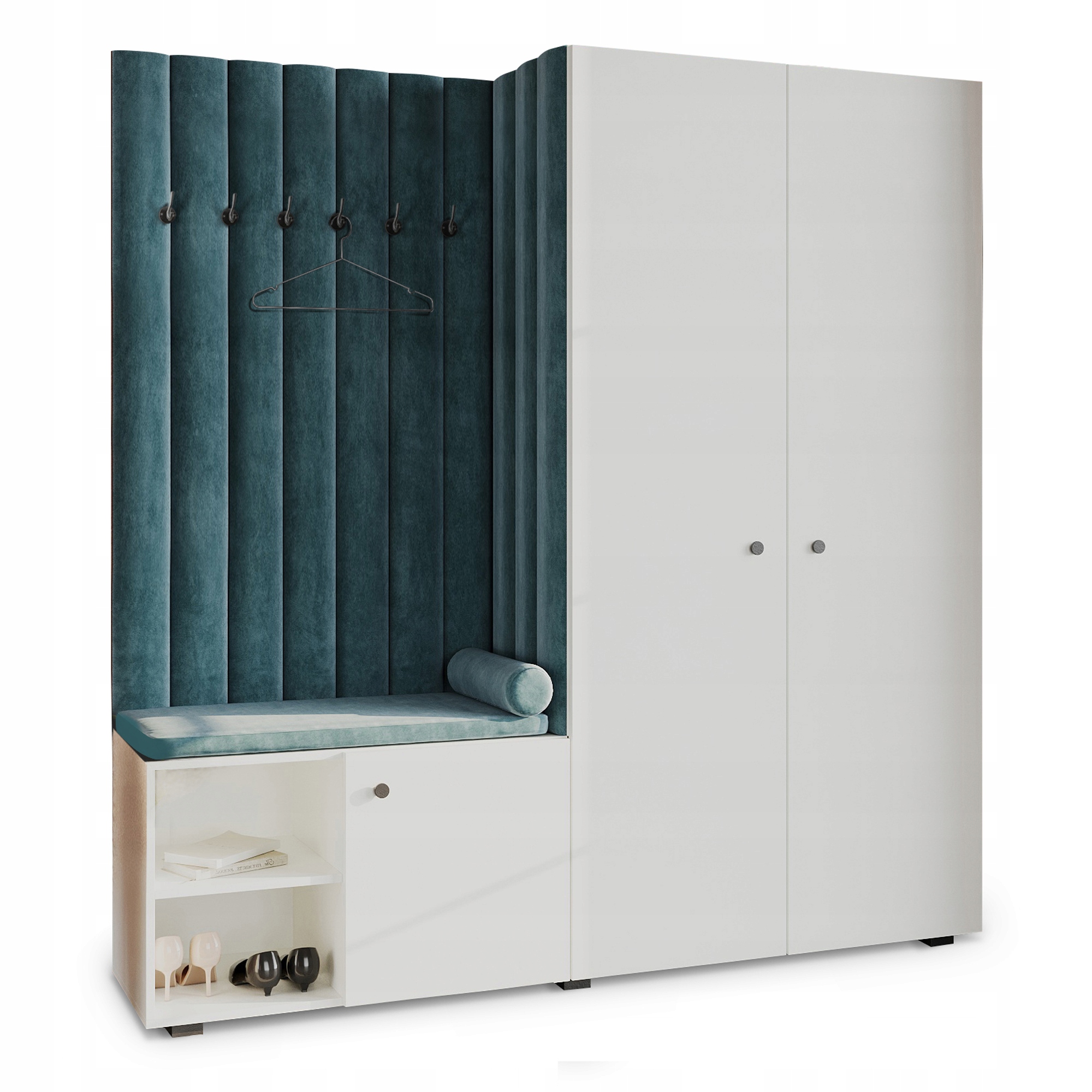 Šatní skříň Aria do předsíně s bílým čalouněným sedákem Cloud 75