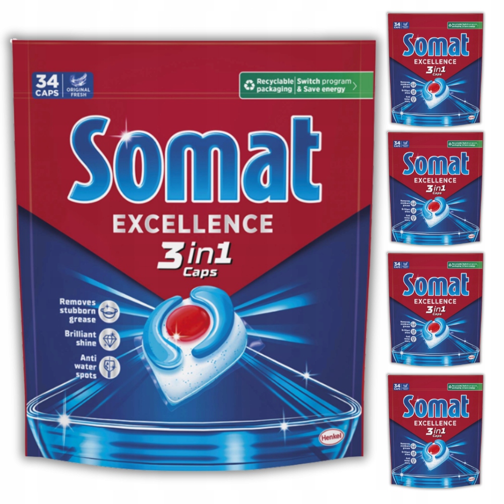 Somat Excellence Kapsle do myčky nádobí 3v1 Set (170 Kusů)