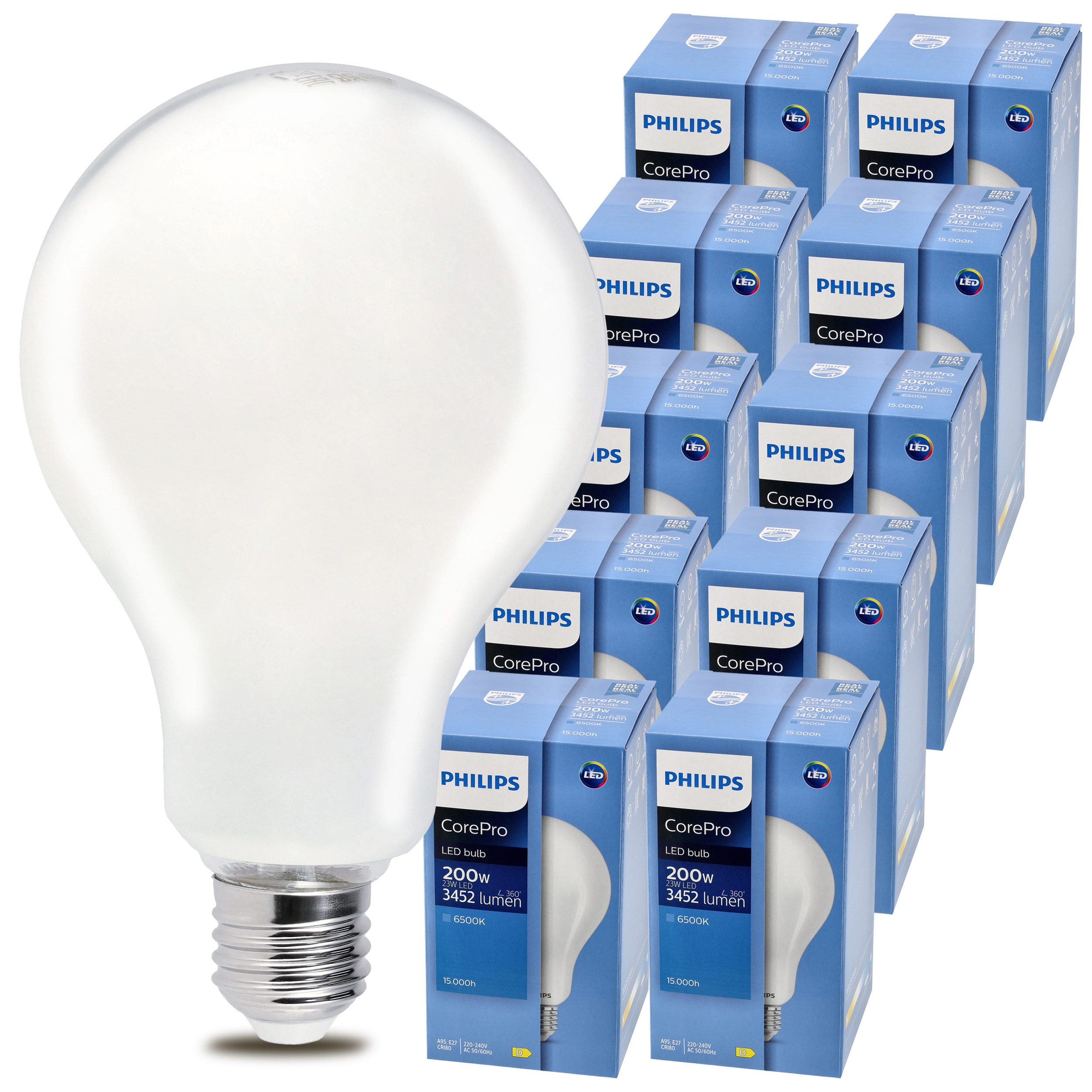 10 x Led žiarovka E27 Philips 23W 200W 3452lm 6500k Premium Sada žiaroviek