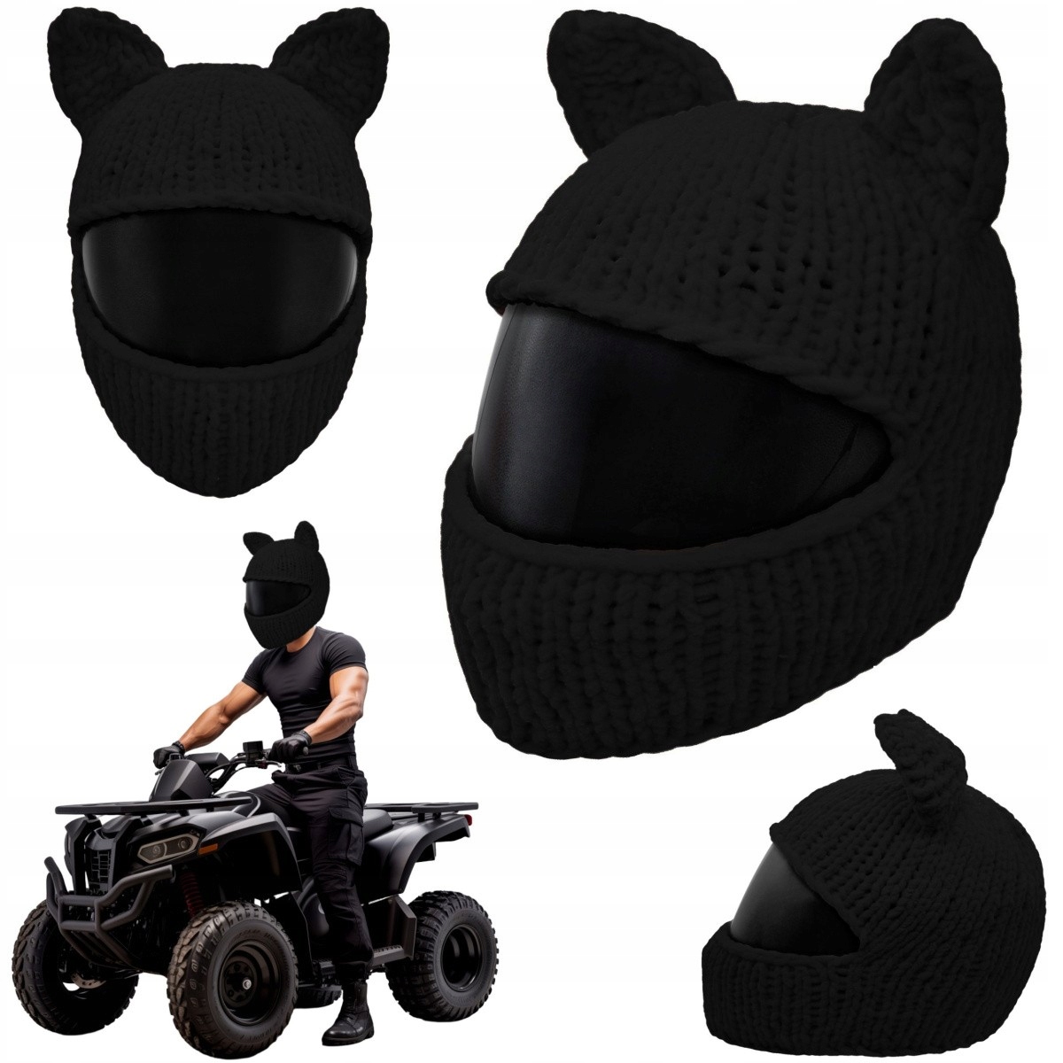 Czapka na kask Cat Rider czarny