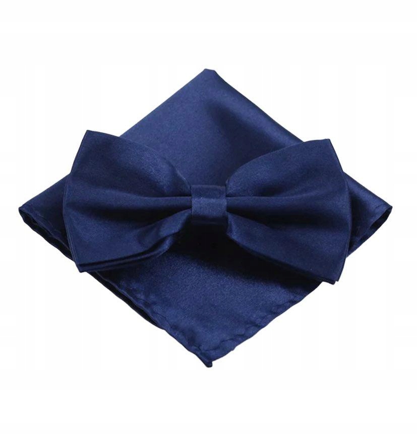 MUSZKA MĘSKA MUCHA POSZETKA ZESTAW GRANATOWY ELEGANCKI NA ŚLUB WESELE