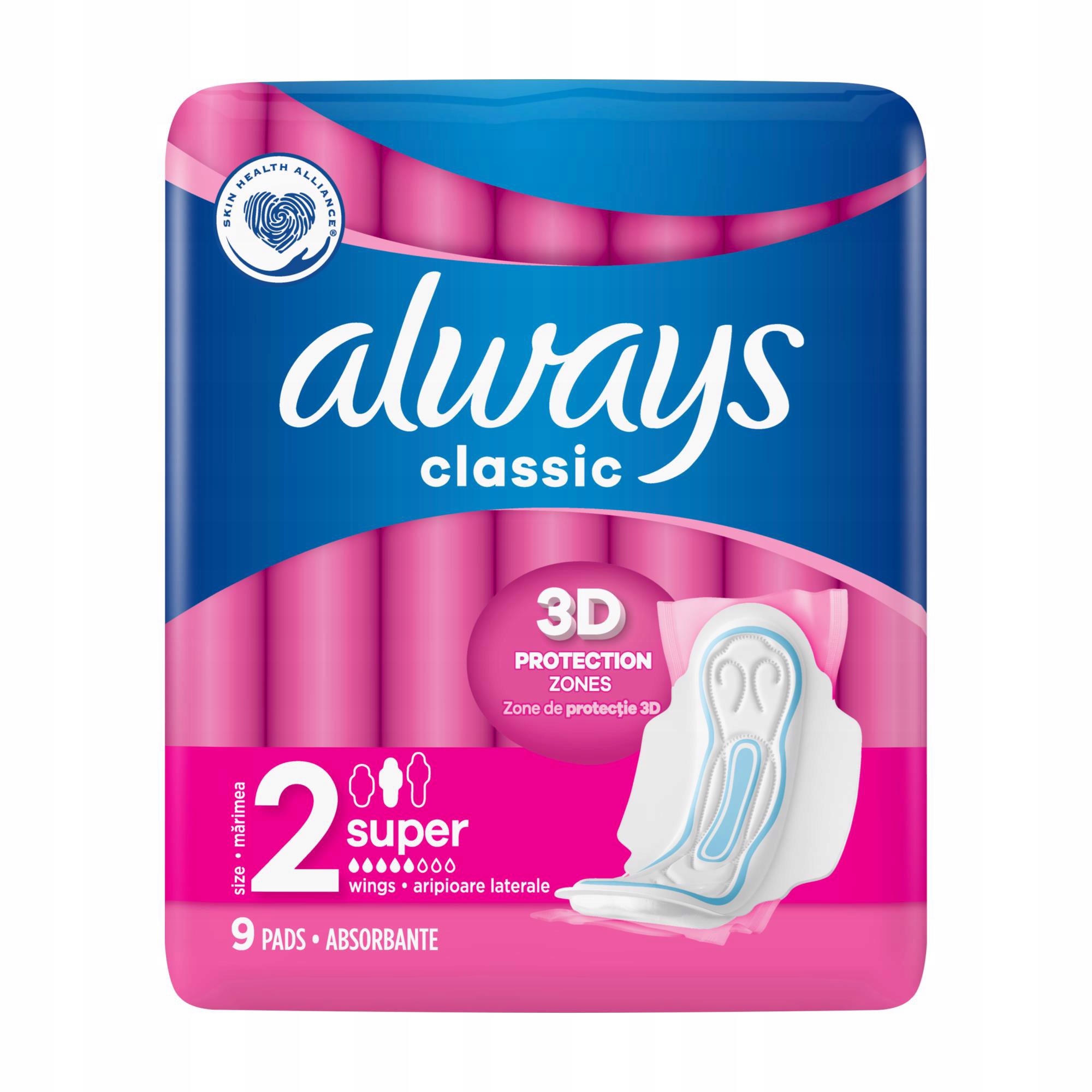 

Always Classic Long Podpaski ze skrzydełkami, 9 sz