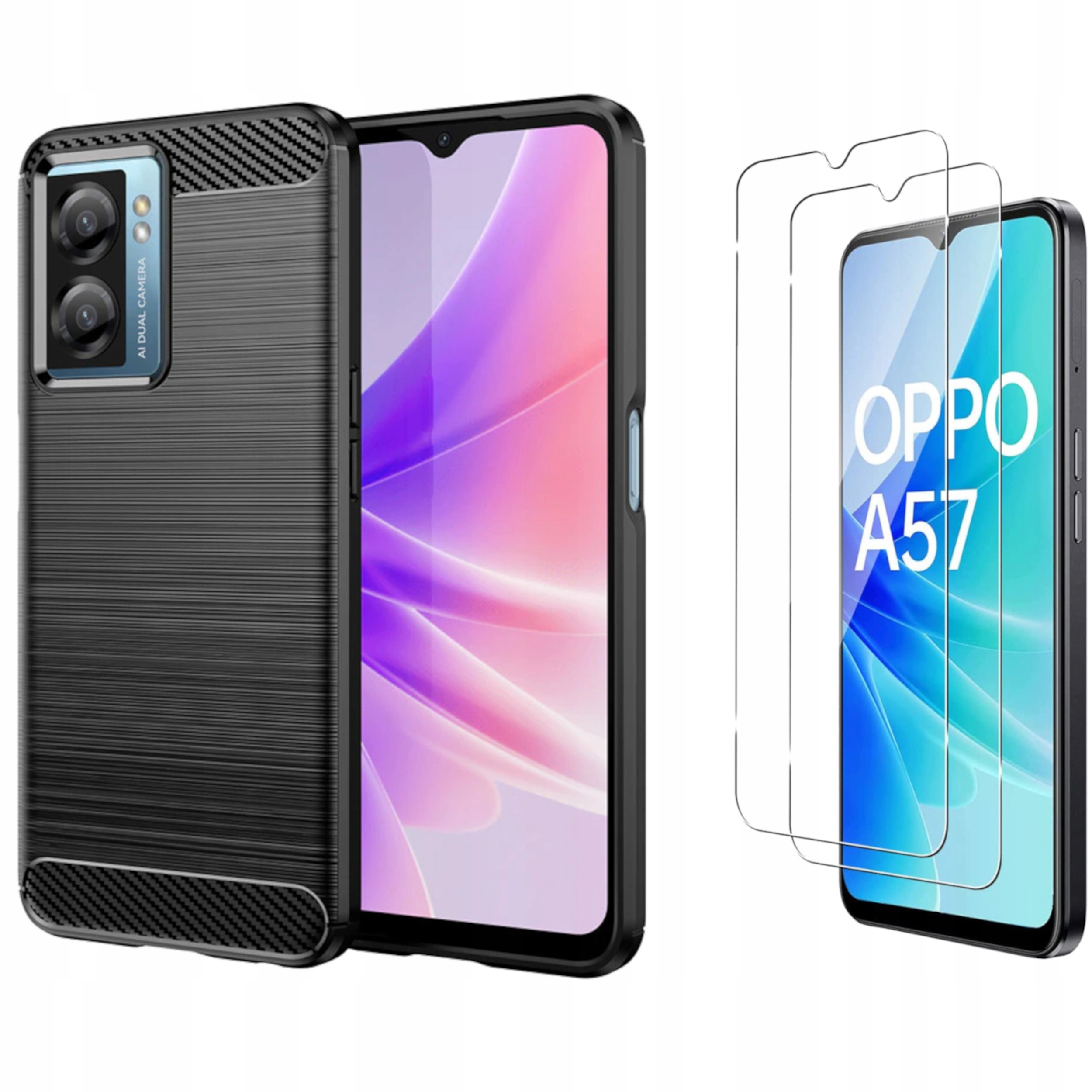 

Etui Karbon Tpu Case do Oppo A57s 2x Szkło