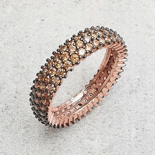 Pozlacený snubní prsten prstýnek 3-řadý