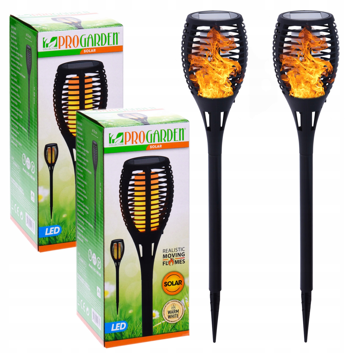 2X LAMPY SOLARNE LED POCHODNIA EFEKT OGIEŃ 58 CM