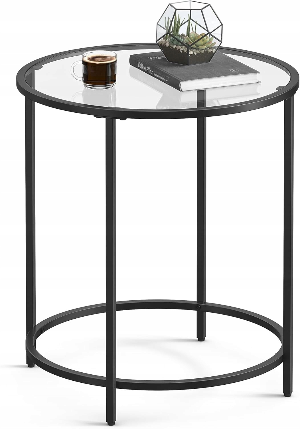 Konferenční stolek Kulatý odkládací moderní stolek Sklo kov 50 cm