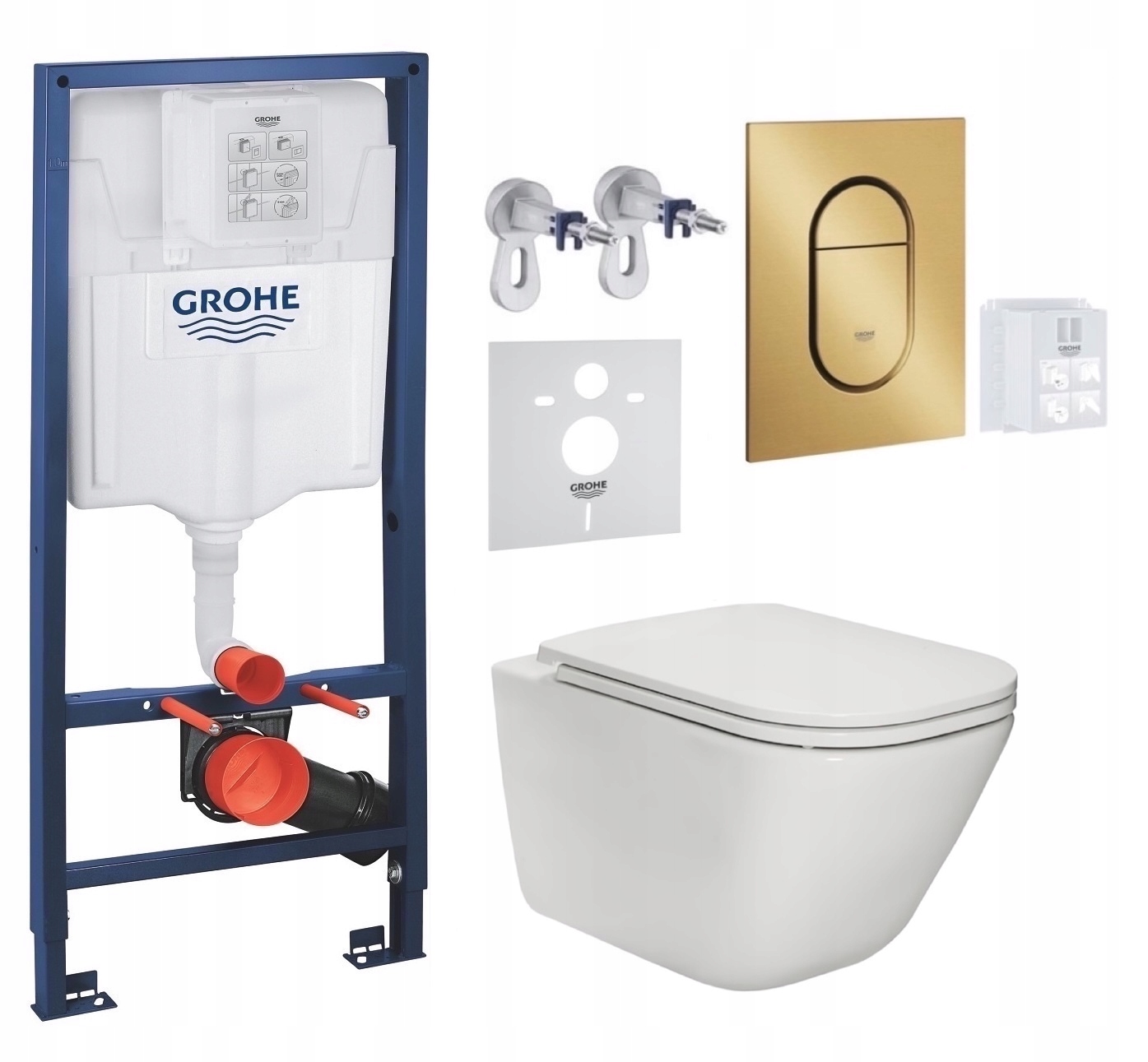 7v1 Wc Sada Stelaz Grohe Wc Miska Rim Roca Gap Tlačidlo Zlaty