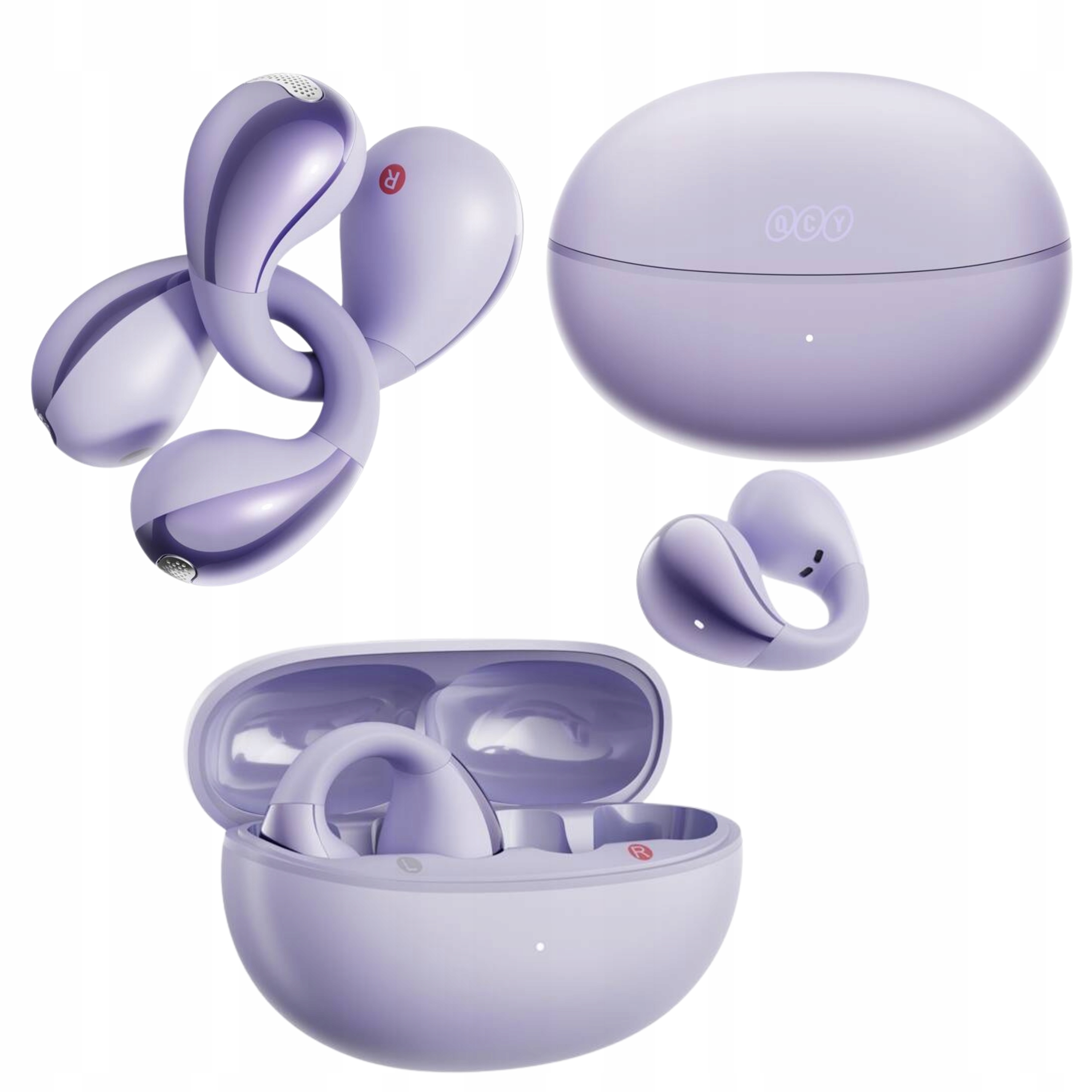 Qcy Crossky Clip C30 Bezdrátová sluchátka s vedením zvuku přes lícní kosti Bt 5.4 Fialová