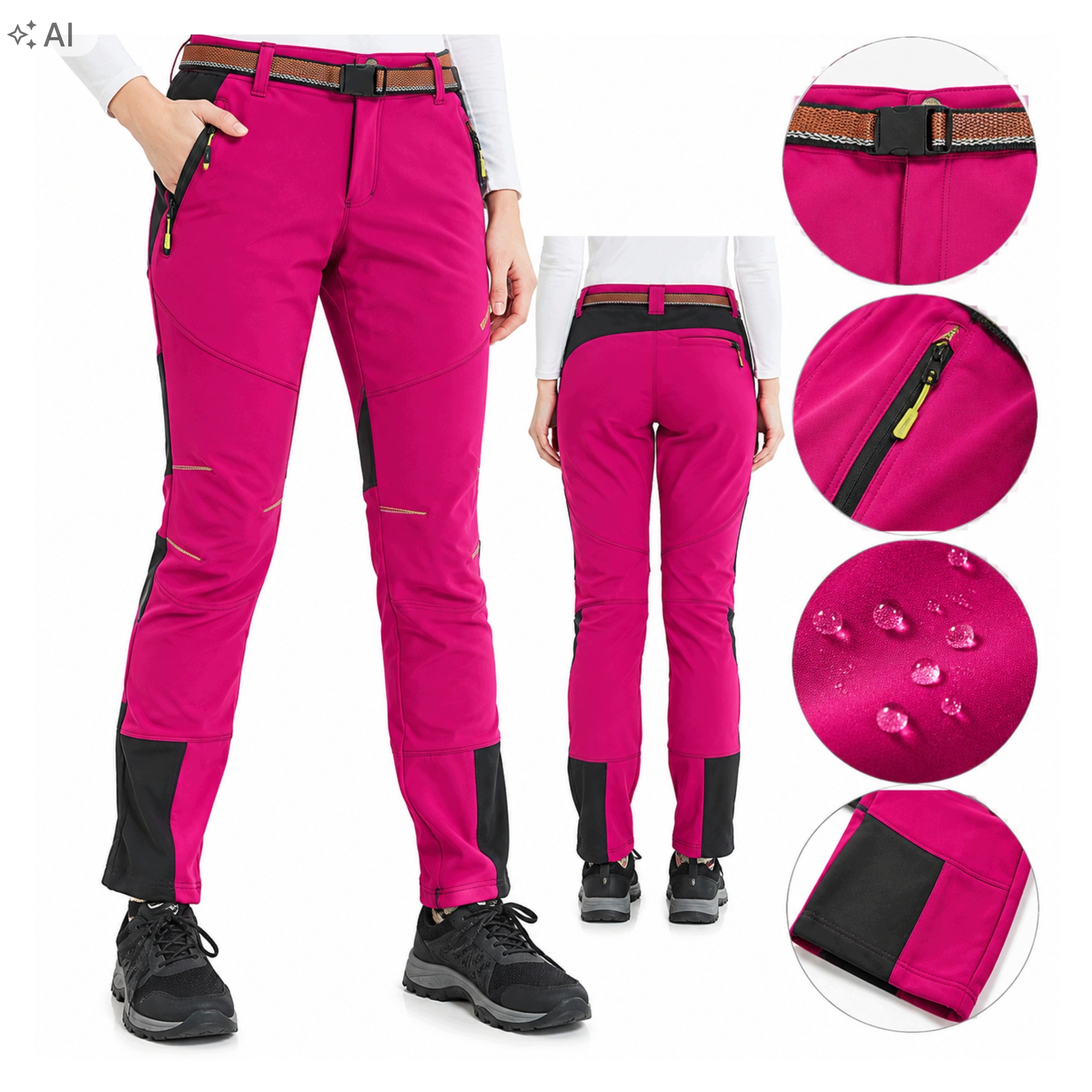 Jomlun Spodnie Damskie Softshell Ocieplane Wodoodporne Trekkingowe Xxs