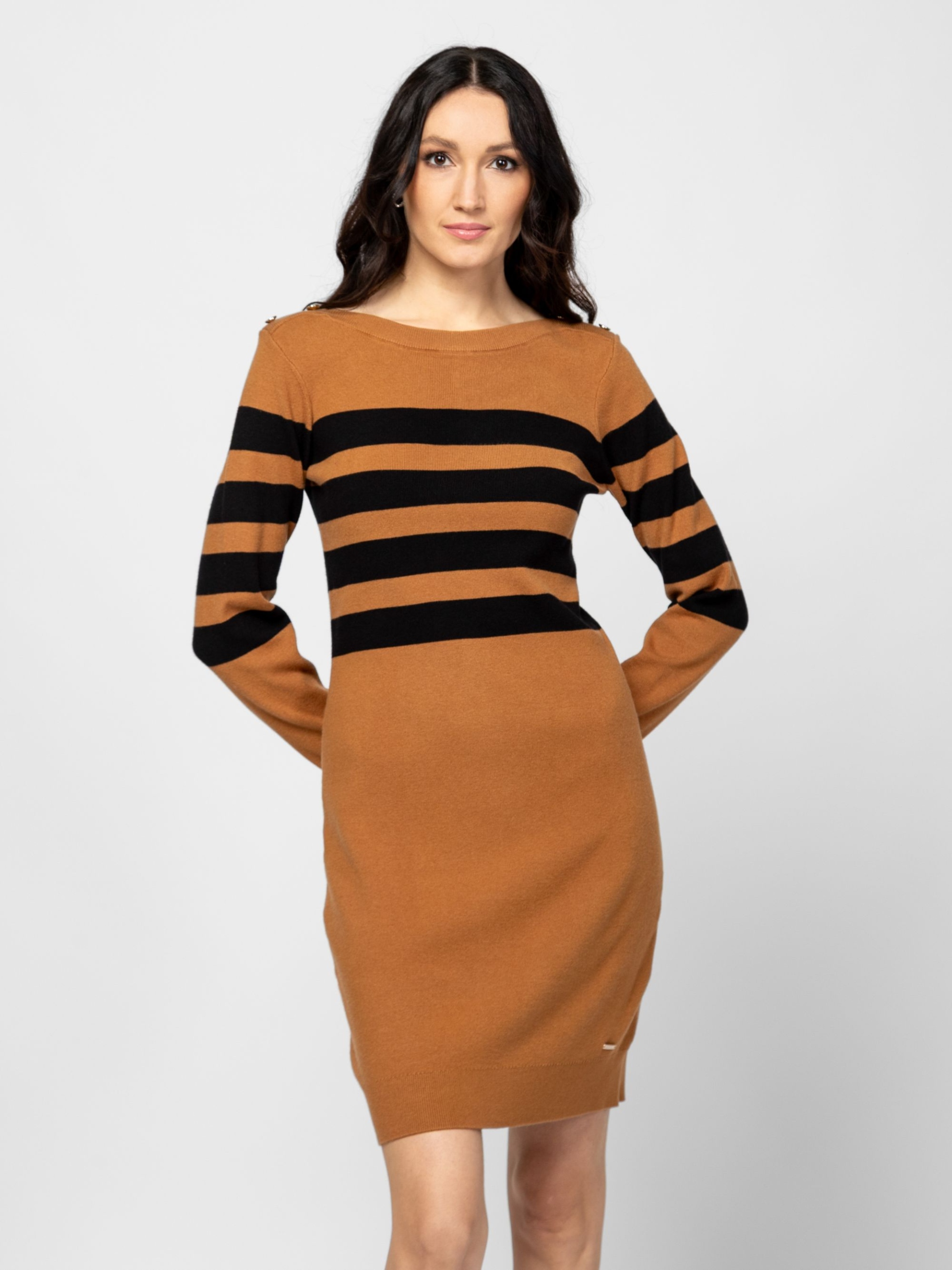 Heavy Tools Dámské Elegantní Šaty HANNYW25 Caramel Karamelové L