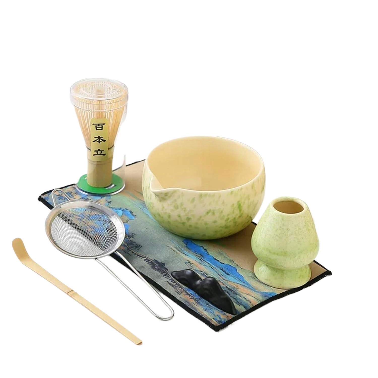 Sada Na Čaj Matcha 7 Kusů, Ručně Malovaná, Keramická