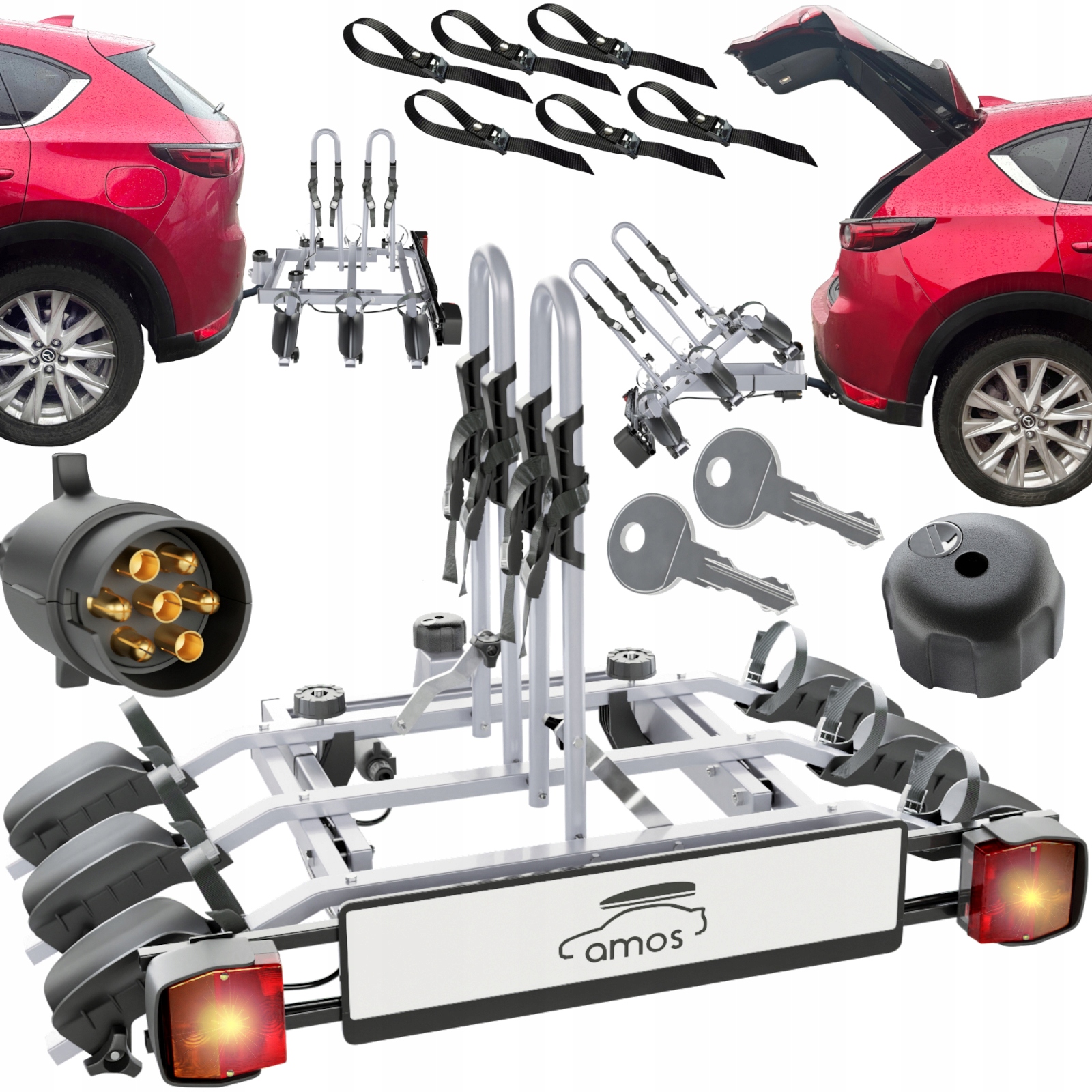 PLATFORMA ROWEROWA BAGAŻNIK NA HAK 3 ROWERY UCHYŁ do 75KG ZAMYKANY