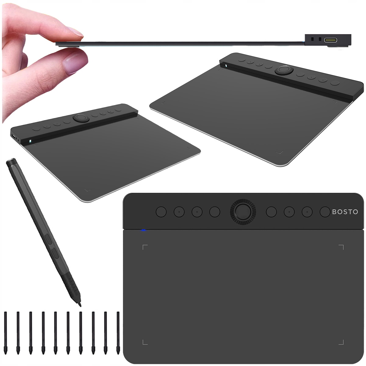 Profesjonalny Tablet graficzny z piórem 16384 Bosto T640KD