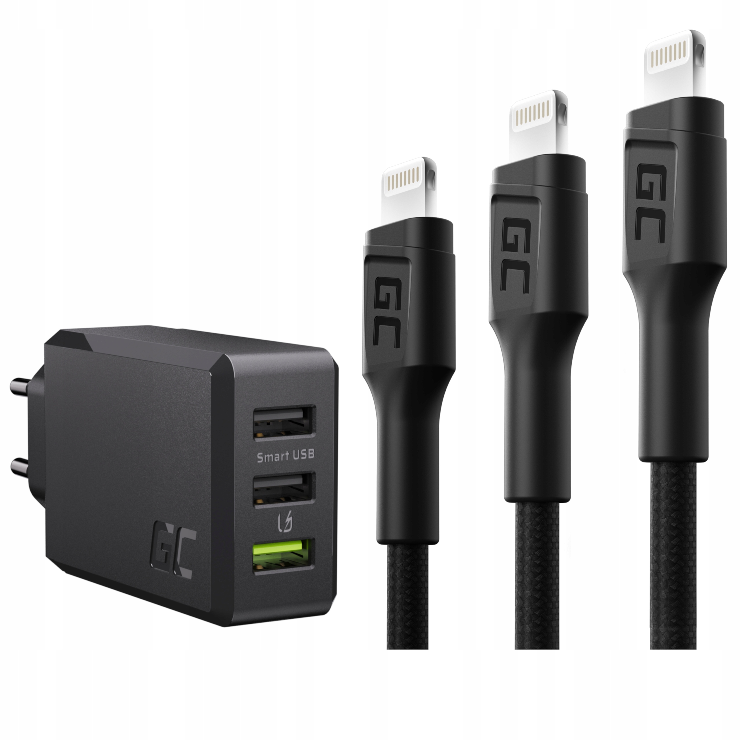 

Ładowarka 3xUSB 3x Kabel Lightning 0,3m 1,2m 2m