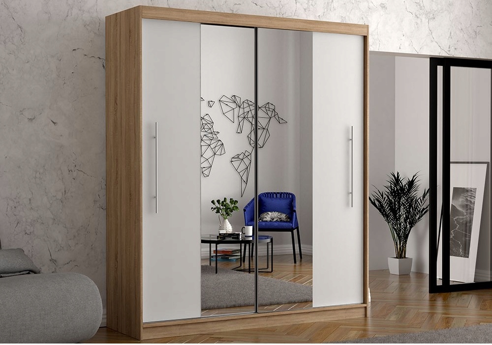 Szafa Przesuwna Z LUSTREM RICO 200 cm + PÓŁKI Marka Idźczak Meble