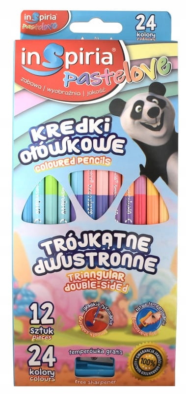kredki pastelowe dwustronne 24 kolory  trójkątne 12szt. 7680 — 5