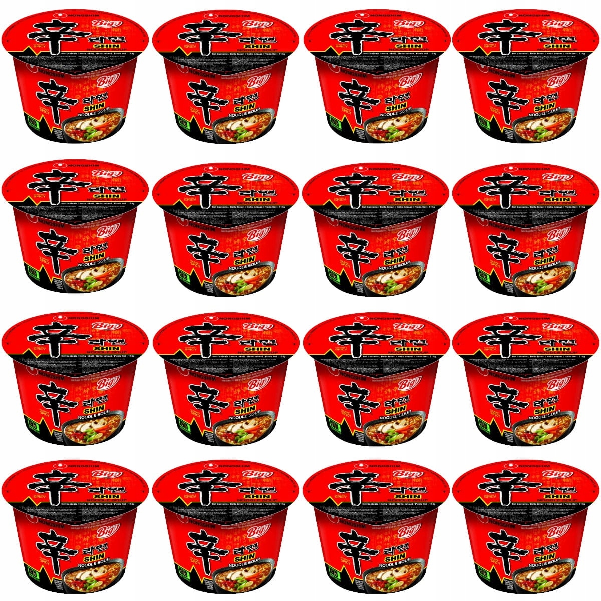 Levně Karton Korejská polévka Instant Shin Ramyun Hrnek Cup 16x114g Nong Shim