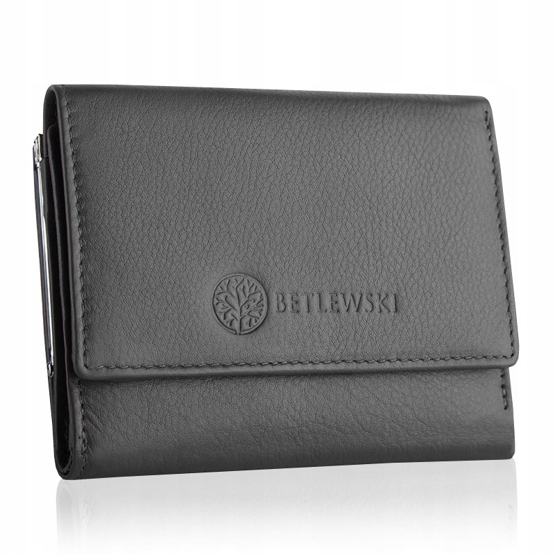 Betlewski portfel damski skórzany szary z zabezpieczeniem Rfid
